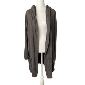 Barefoot Dreams Plus 1X Sweater 480 Cozy Chic Lite Gray Hooded Cardigan